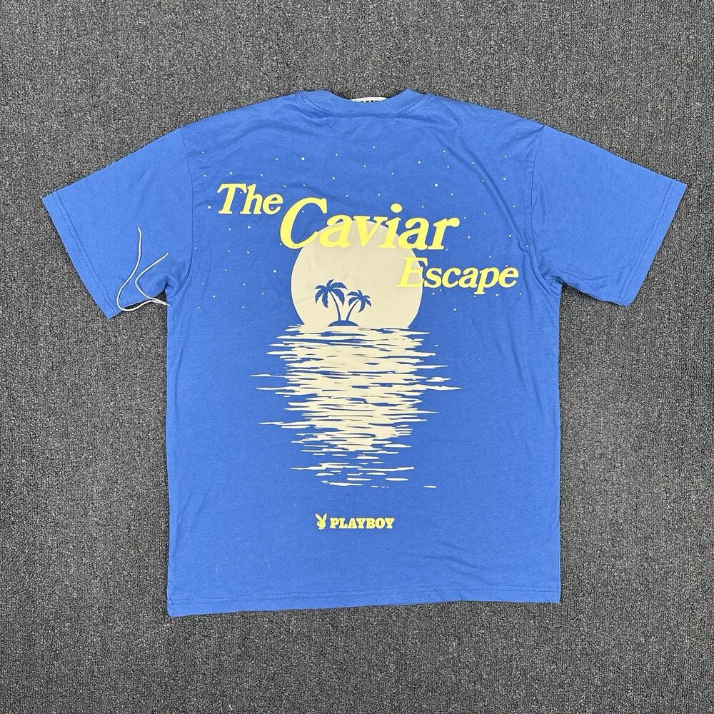 NEW Playboy T Shirt The Caviar Escape Graphic Short Sleeve Size Medium